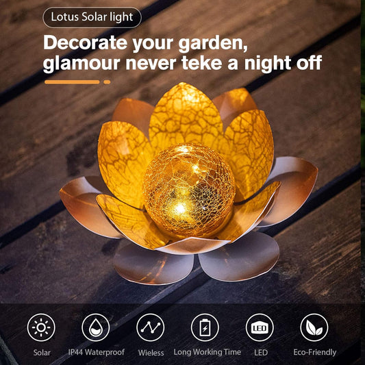 Amber Crackle Globe Glass Lotus light(2pack)