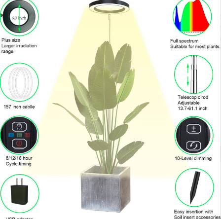 Plant lamp with Timer & Adjustable Height